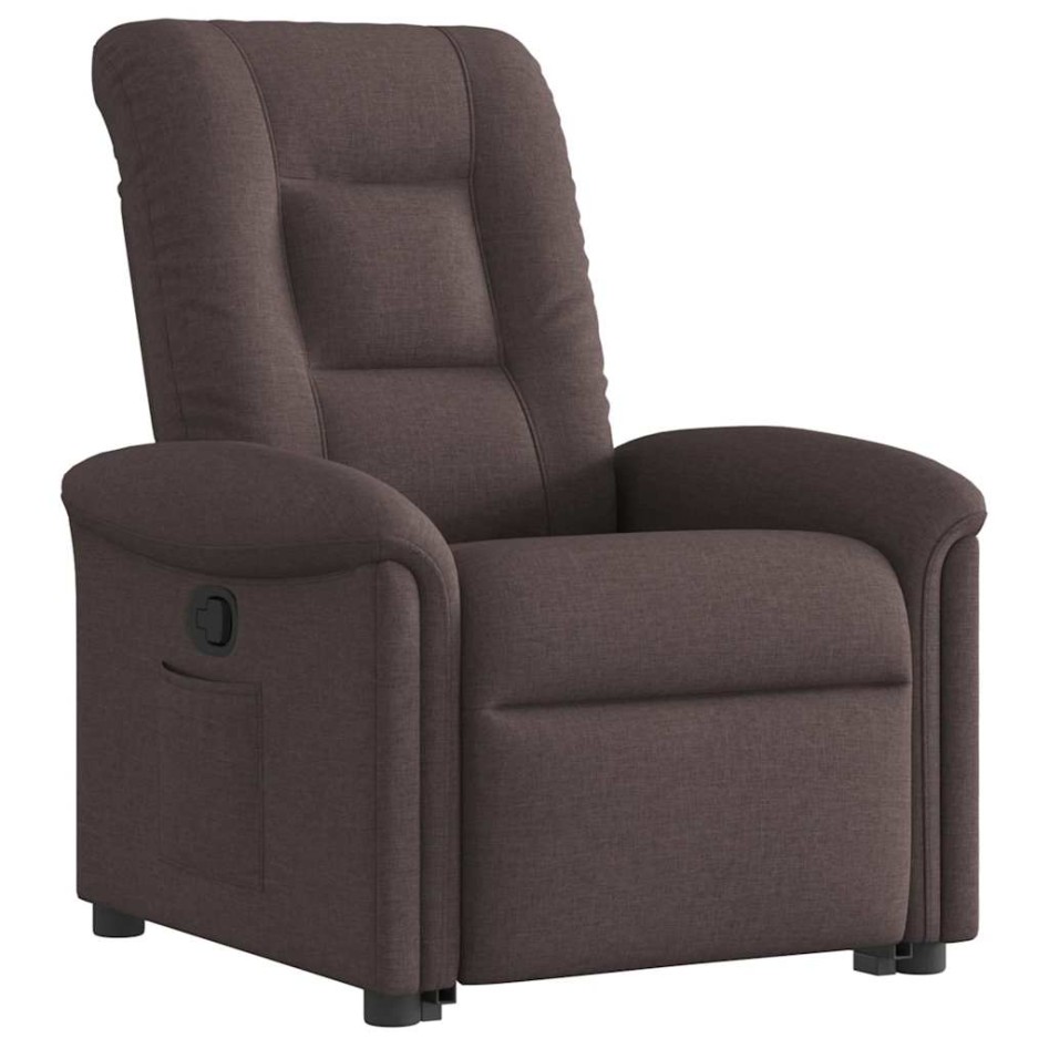 Sillón reclinable elevable tela marrón