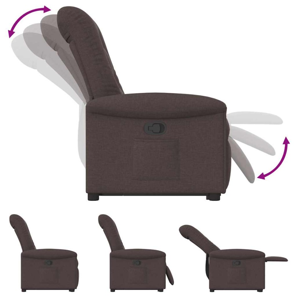 Sillón reclinable elevable tela marrón