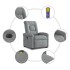 Sillón de masaje eléctrico reclinable elevable tela gris