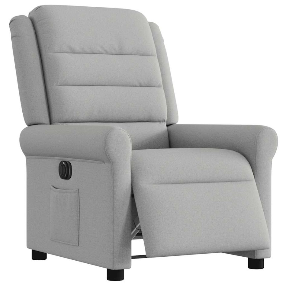 Sillón reclinable eléctrico de tela gris