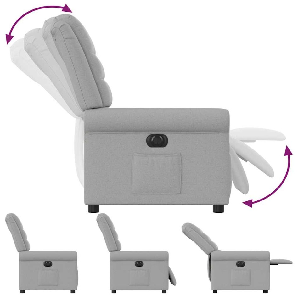 Sillón reclinable eléctrico de tela gris