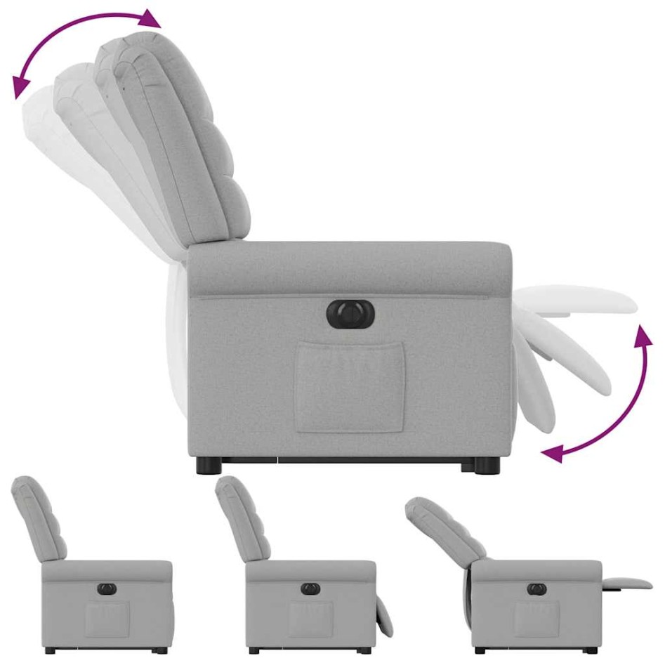 Sillón eléctrico reclinable elevable de tela gris