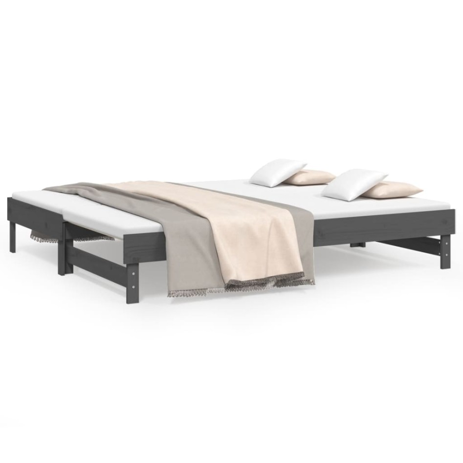 Sofá cama extraíble madera maciza de pino gris 2x(100x200)