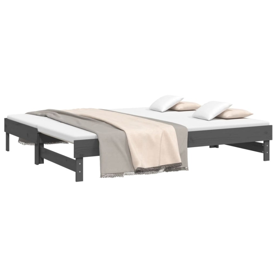 Sofá cama extraíble madera maciza de pino gris 2x(100x200)