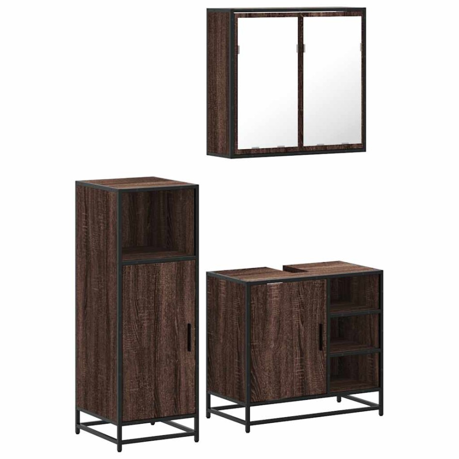 Set de muebles baño 3 pzas madera contrachapada roble