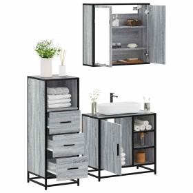 Set de muebles de baño 3 pzas madera contrachapada gris