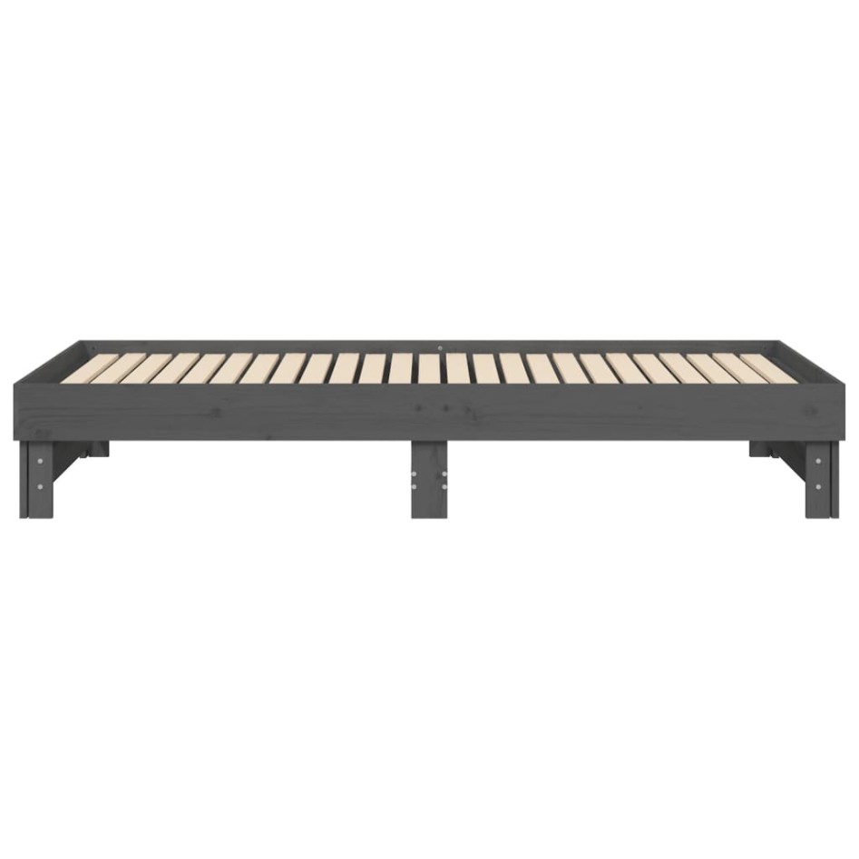 Sofá cama extraíble madera maciza de pino gris 2x(100x200)