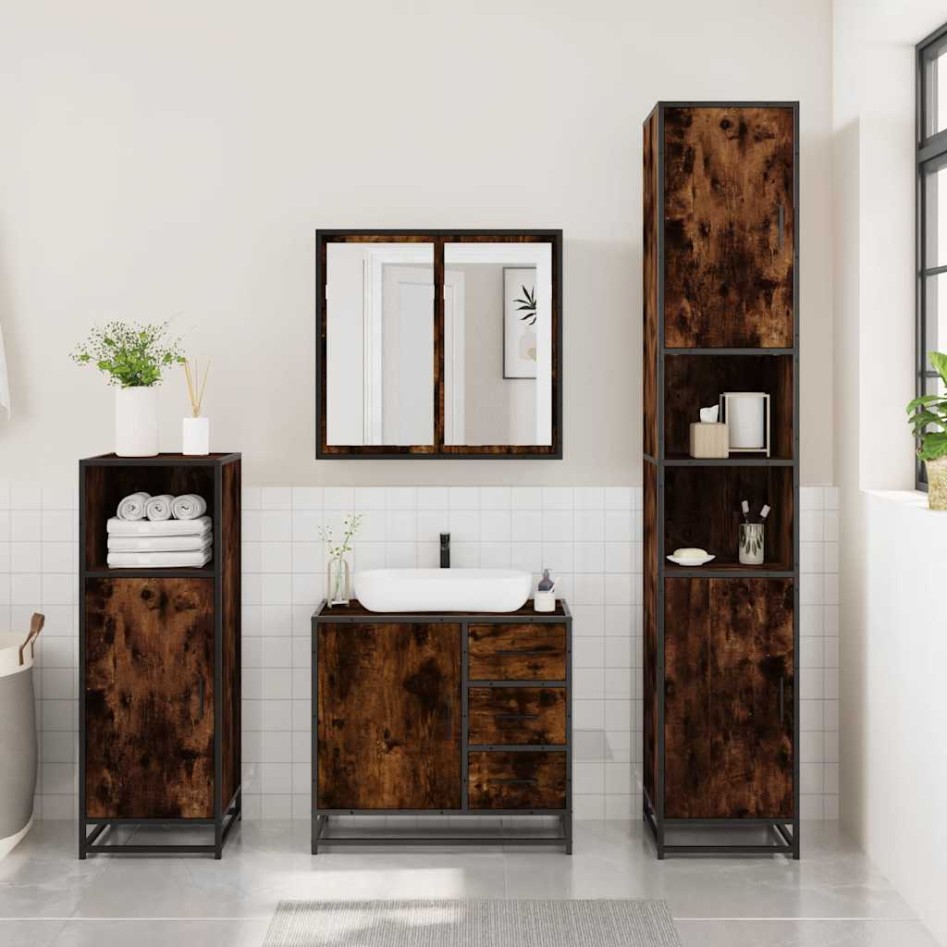 Set de muebles baño 3 pzas madera contrachapada roble