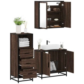 Set de muebles baño 3 pzas madera contrachapada roble