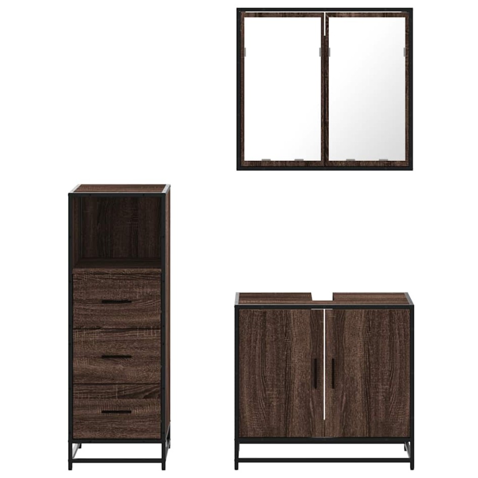 Set de muebles baño 3 pzas madera contrachapada roble