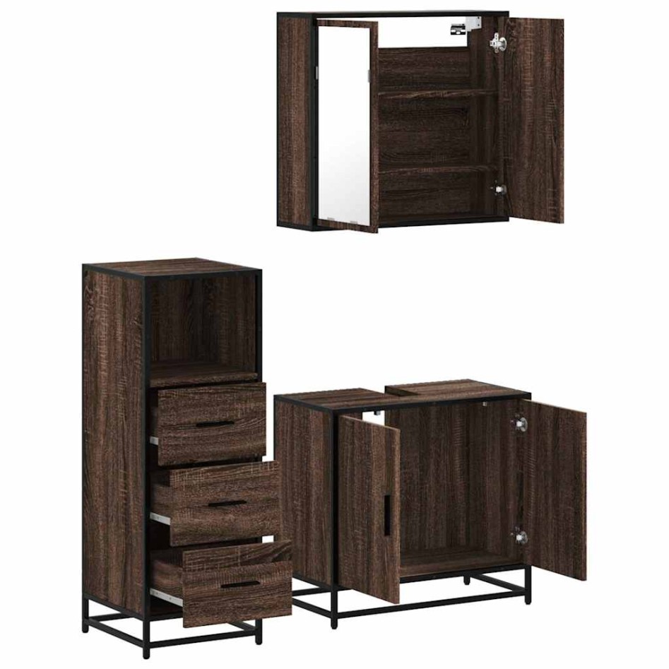 Set de muebles baño 3 pzas madera contrachapada roble