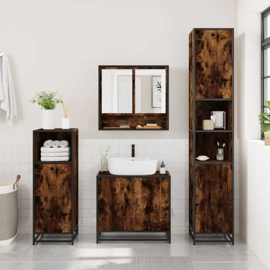 Set de muebles baño 4 pzas madera contrachapada roble