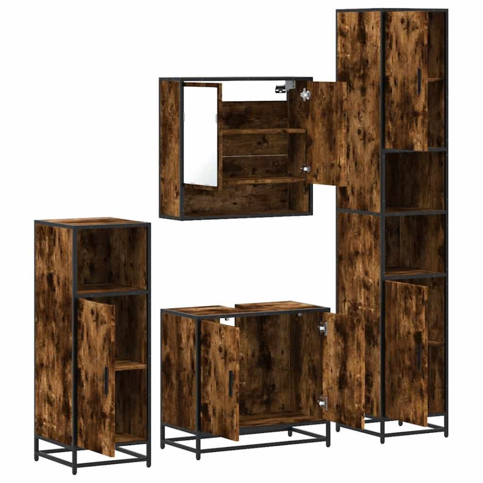Set de muebles baño 4 pzas madera contrachapada roble