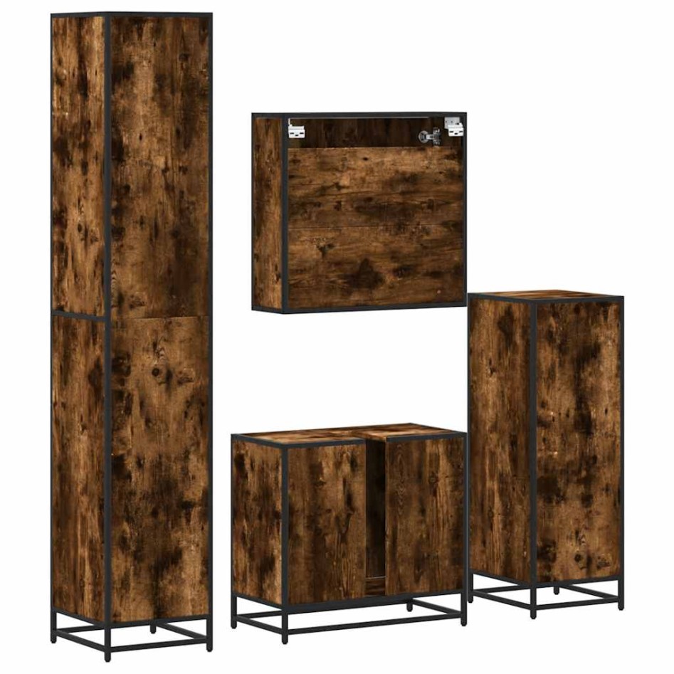 Set de muebles baño 4 pzas madera contrachapada roble