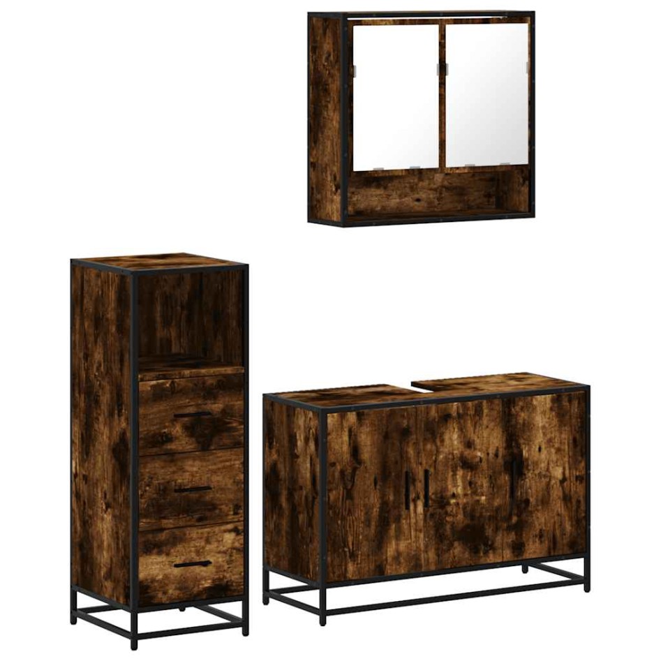 Set de muebles baño 3 pzas madera contrachapada roble