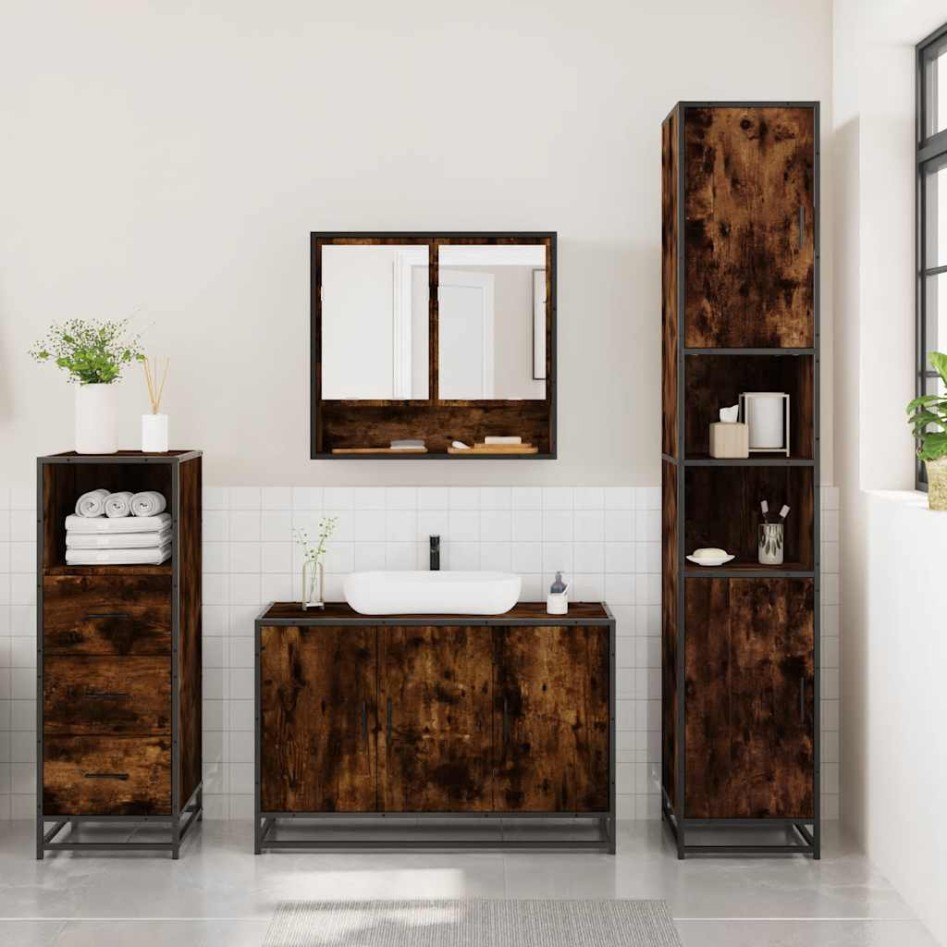 Set de muebles baño 3 pzas madera contrachapada roble