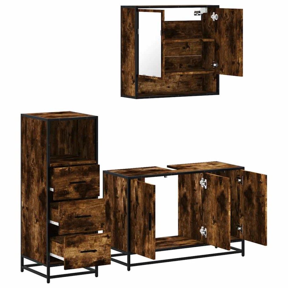 Set de muebles baño 3 pzas madera contrachapada roble