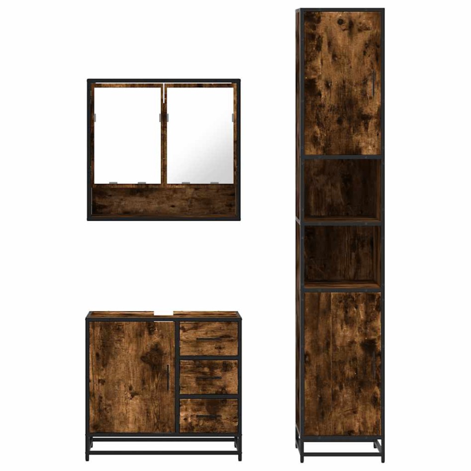 Set de muebles baño 3 pzas madera contrachapada roble