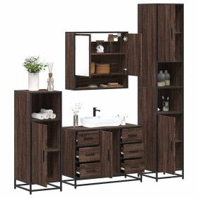 Set de muebles baño 4 pzas madera contrachapada roble
