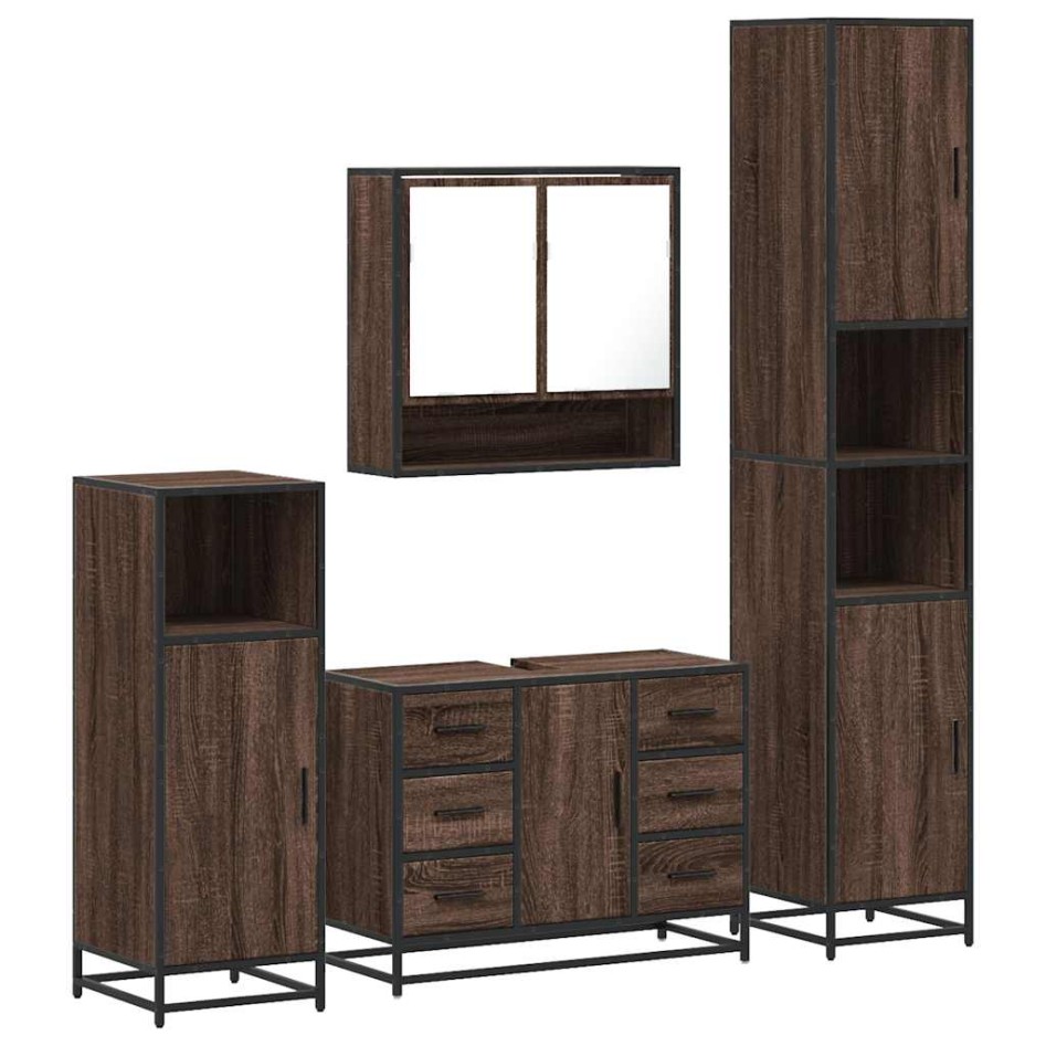 Set de muebles baño 4 pzas madera contrachapada roble