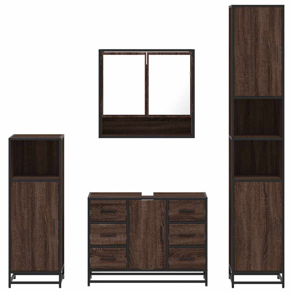 Set de muebles baño 4 pzas madera contrachapada roble