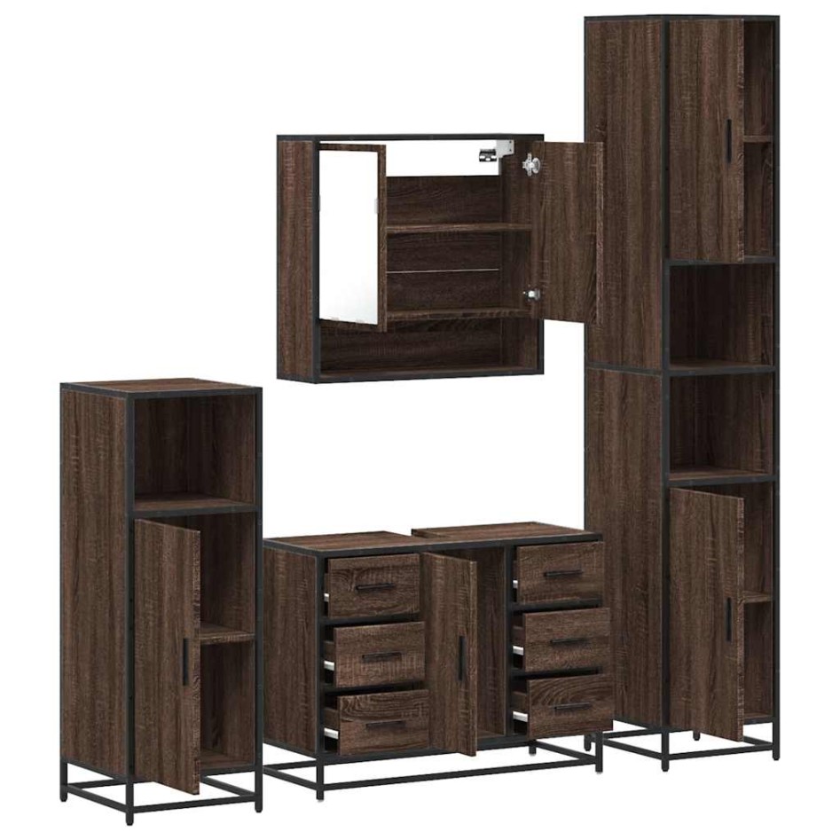 Set de muebles baño 4 pzas madera contrachapada roble