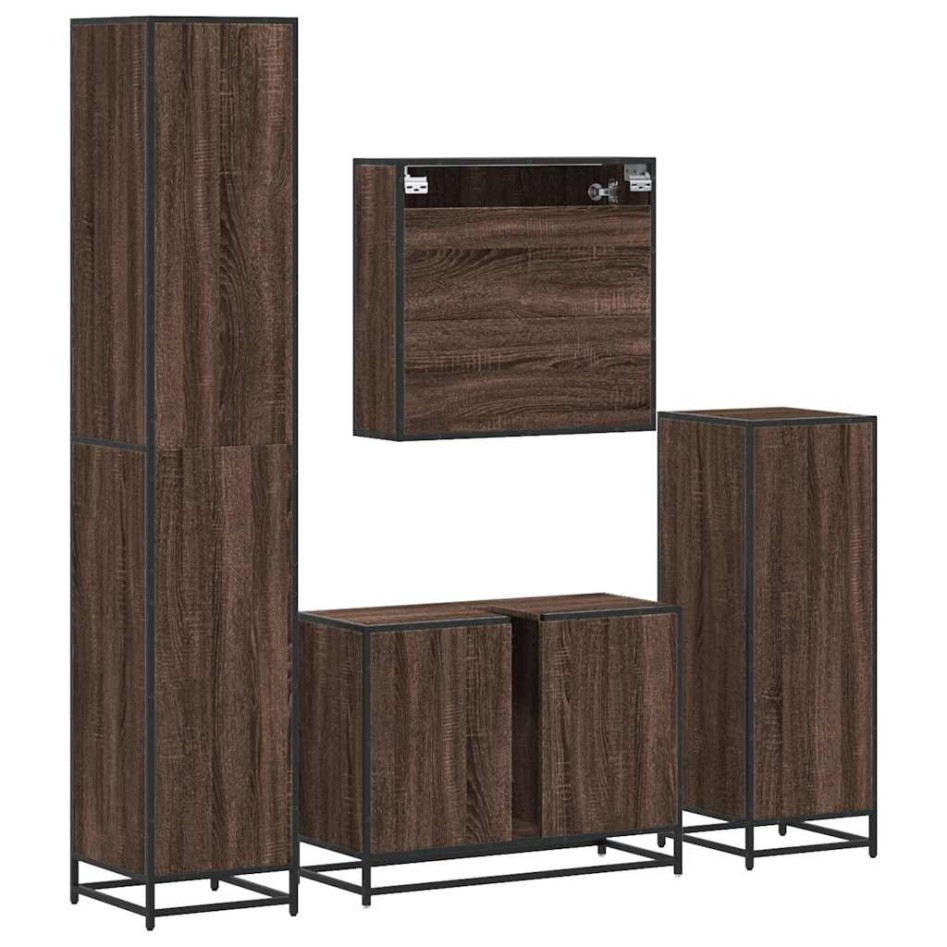 Set de muebles baño 4 pzas madera contrachapada roble