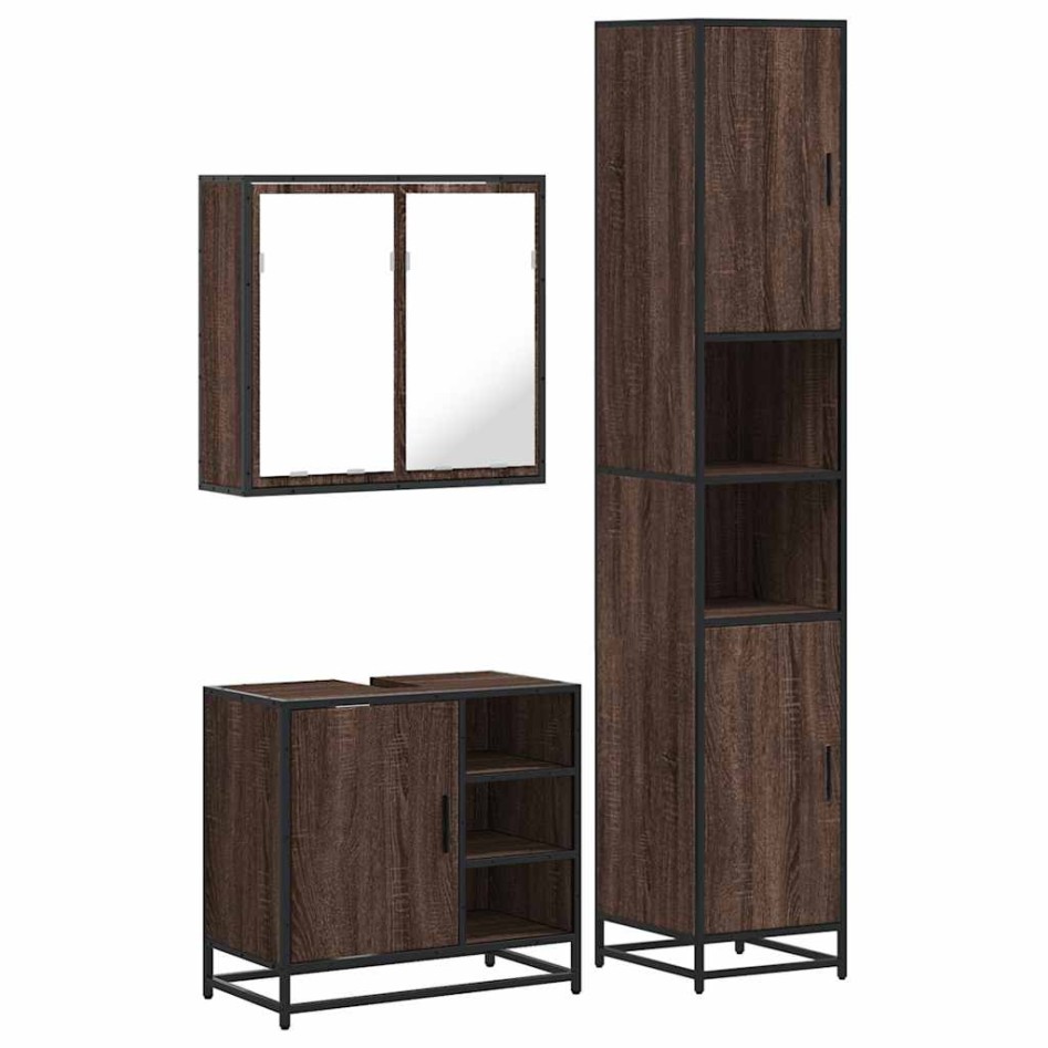 Set de muebles baño 3 pzas madera contrachapada roble