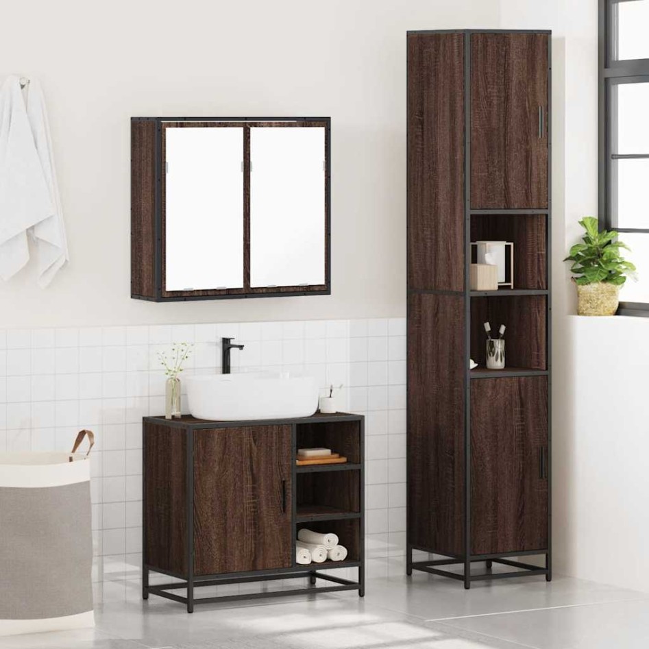 Set de muebles baño 3 pzas madera contrachapada roble
