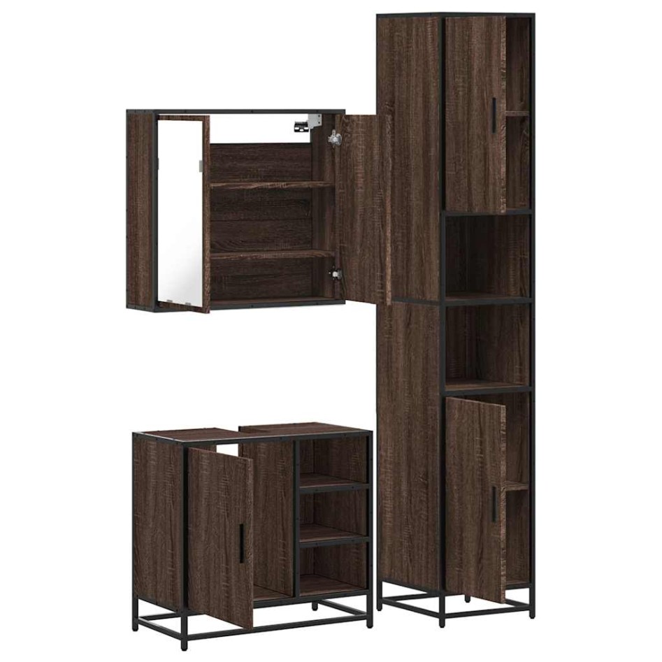 Set de muebles baño 3 pzas madera contrachapada roble