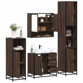 Set de muebles baño 4 pzas madera contrachapada roble