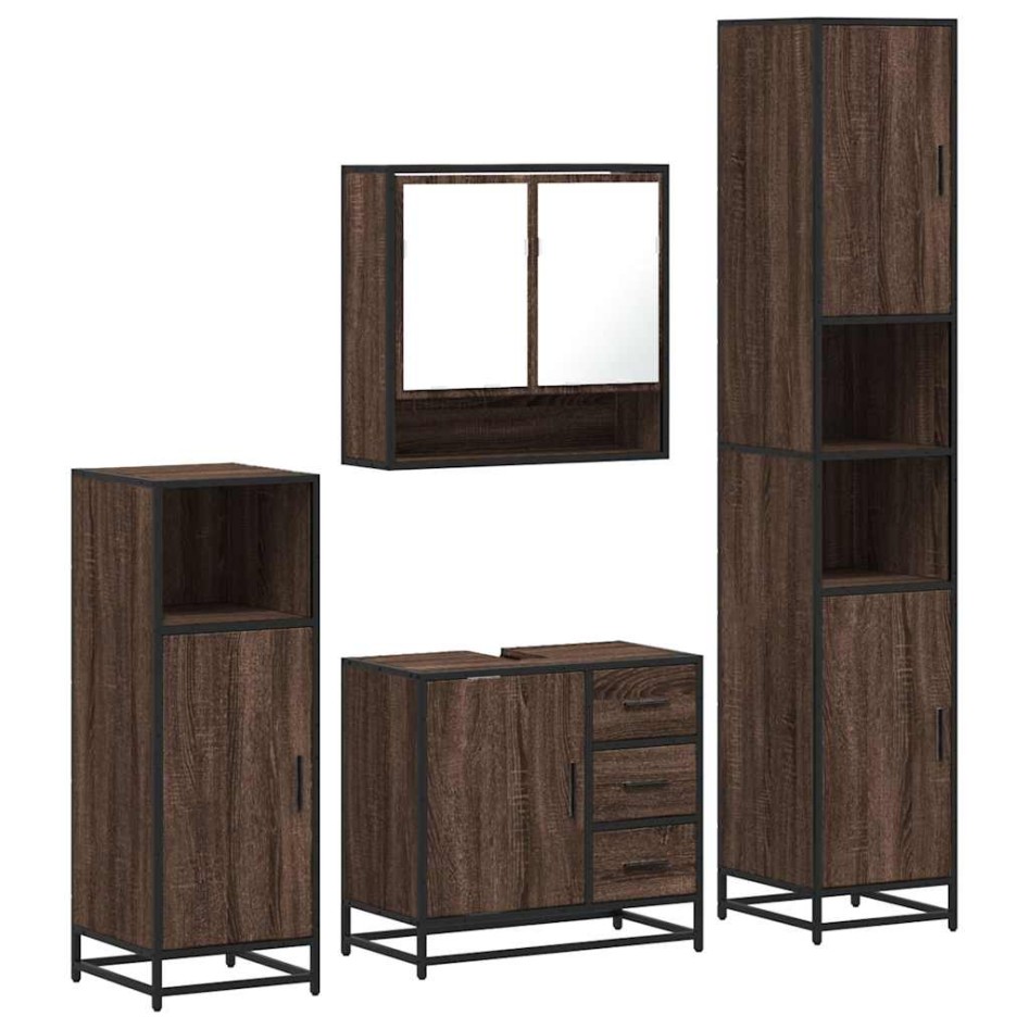 Set de muebles baño 4 pzas madera contrachapada roble