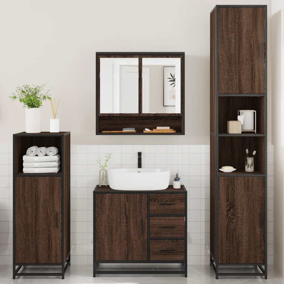 Set de muebles baño 4 pzas madera contrachapada roble