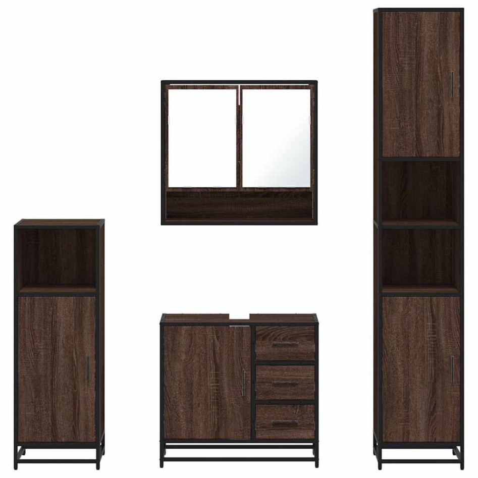 Set de muebles baño 4 pzas madera contrachapada roble