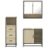 Set de muebles de baño 3 pzas madera contrachapada roble