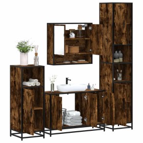 Set de muebles baño 4 pzas madera contrachapada roble