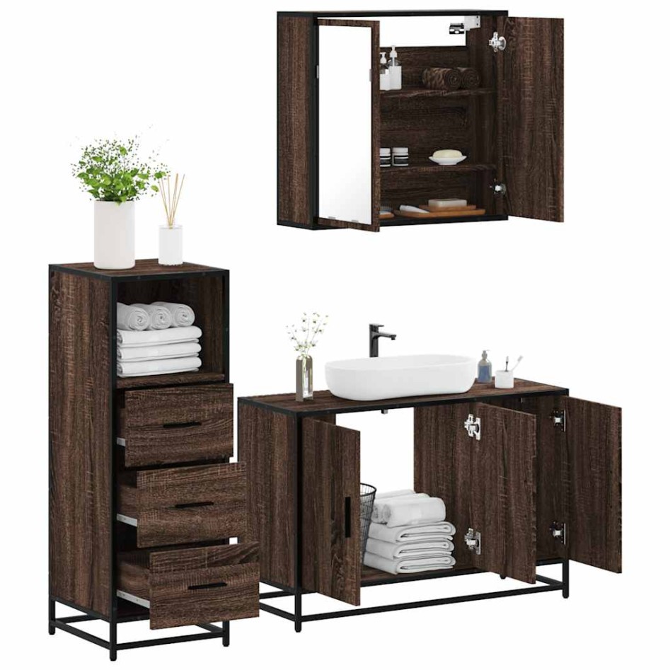 Set de muebles baño 3 pzas madera contrachapada roble