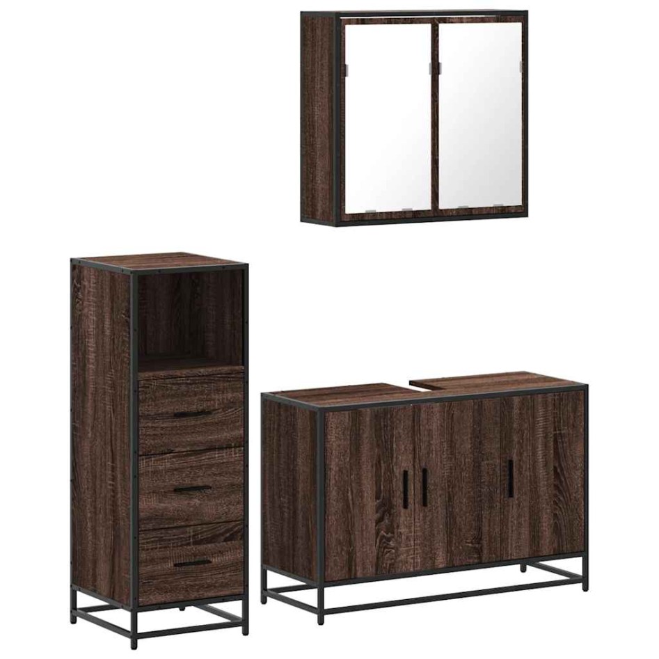 Set de muebles baño 3 pzas madera contrachapada roble
