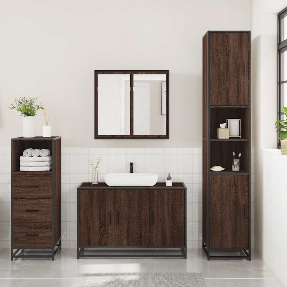 Set de muebles baño 3 pzas madera contrachapada roble