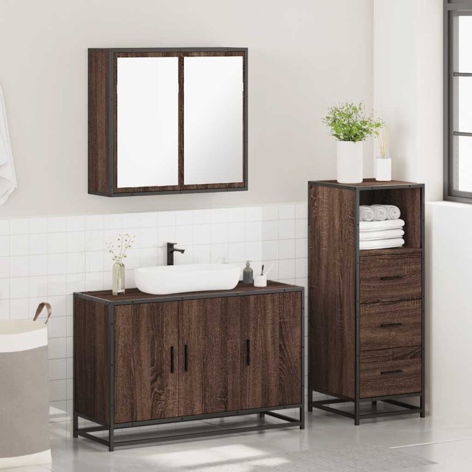 Set de muebles baño 3 pzas madera contrachapada roble