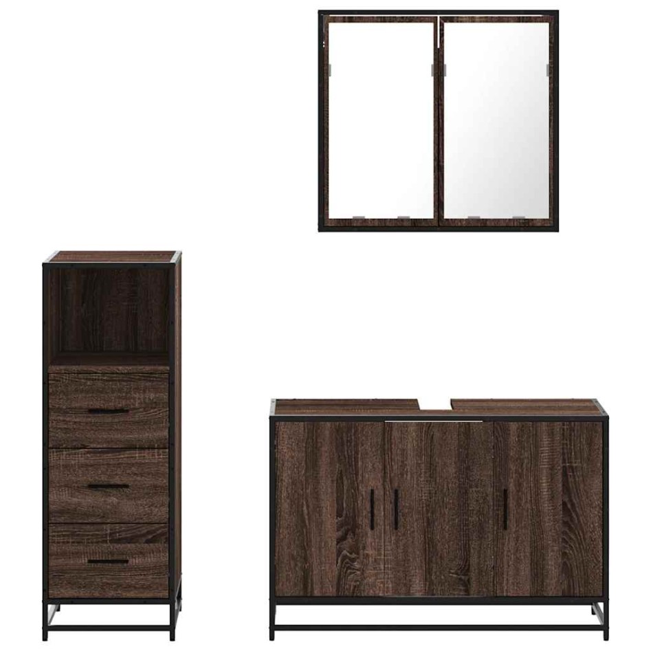 Set de muebles baño 3 pzas madera contrachapada roble