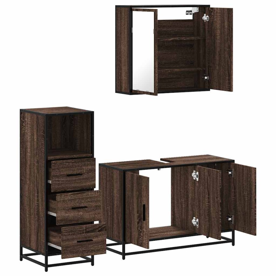 Set de muebles baño 3 pzas madera contrachapada roble