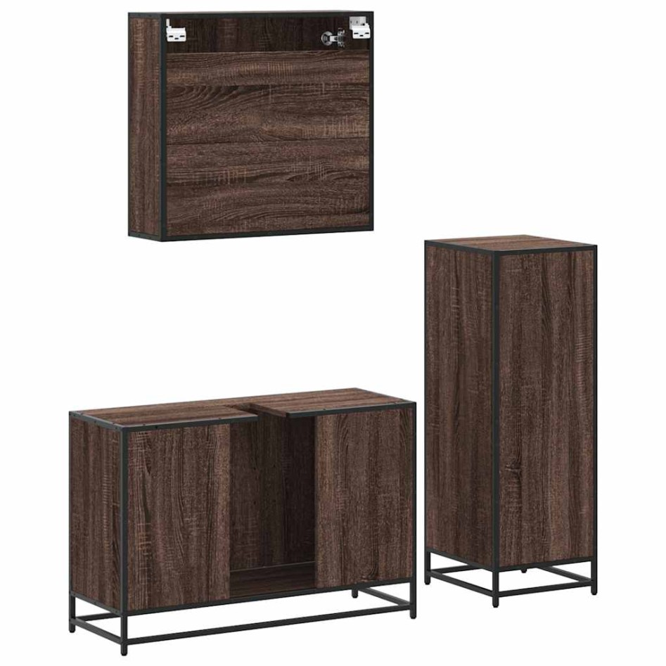 Set de muebles baño 3 pzas madera contrachapada roble