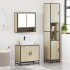 Set de muebles de baño 3 pzas madera contrachapada roble