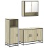 Set de muebles de baño 3 pzas madera contrachapada roble