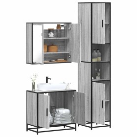 Set de muebles de baño 3 pzas madera contrachapada gris