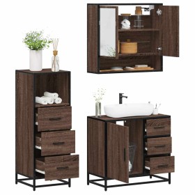 Set de muebles baño 3 pzas madera contrachapada roble