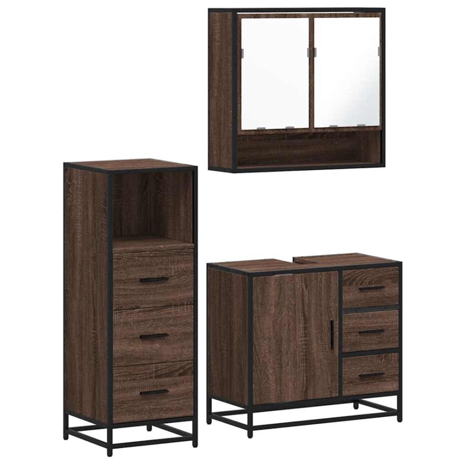 Set de muebles baño 3 pzas madera contrachapada roble