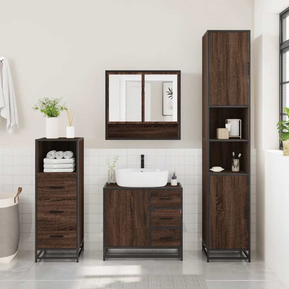 Set de muebles baño 3 pzas madera contrachapada roble