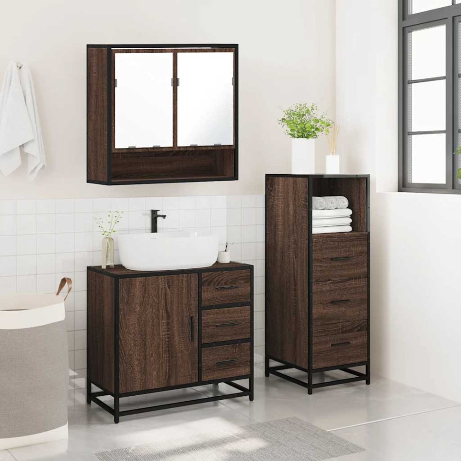 Set de muebles baño 3 pzas madera contrachapada roble
